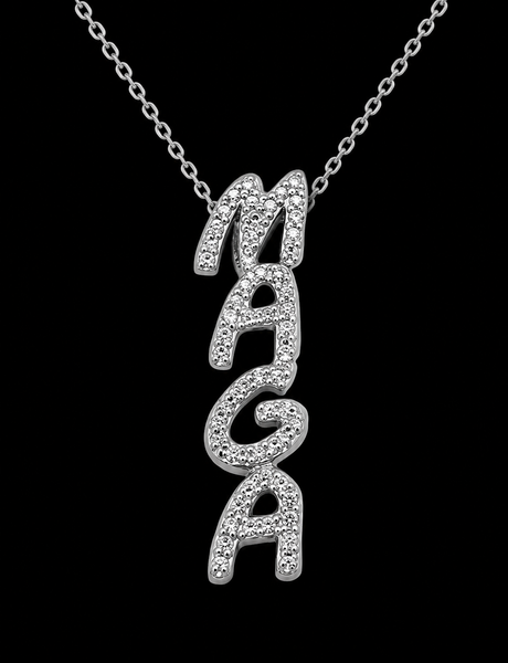 MAGA Silver 8-Diamond Pendant
