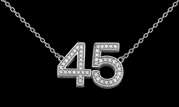 #45 STUNNING STERLING SILVER NECKLACE WITH 45 GENUINE DIAMONDS WOW !