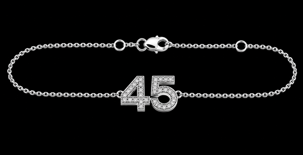 #45 Bracelet With 45 CZ Stones Set in Sterling Silver With adjustable Cable Chain