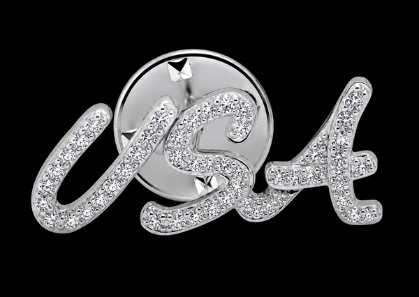 FANCY USA 42- CZ PIN IN STERLING SILVER  USA! USA! USA! ONLY $119.95