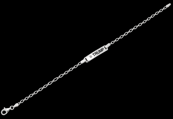 Trump Sterling Silver Bracelet Laser Engraved with CZ 8" only