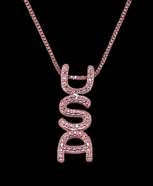 USA Vertical Silver 6-Diamond Pendant