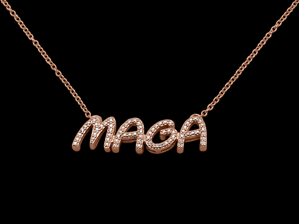 Rose Gold Plated over Silver Stunning MAGA Necklace with 8 Diamonds only $99.95