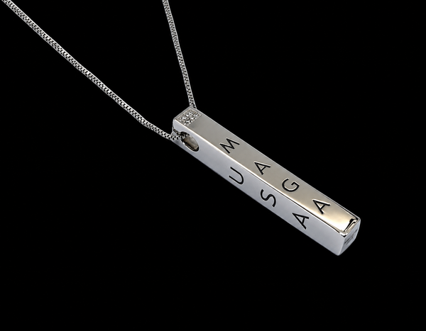 Laser Engraved MAGA/Trump2024/USA Heavy solid Silver pendant with 8-Diamonds