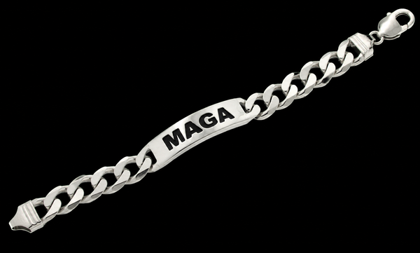 "USA" SOLID HEAVY STERLING SILVER ID BRACELET Almost 2 Full ounces of Sterling Silver