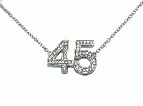 #45 STUNNING STERLING SILVER NECKLACE WITH 45 GENUINE DIAMONDS WOW !