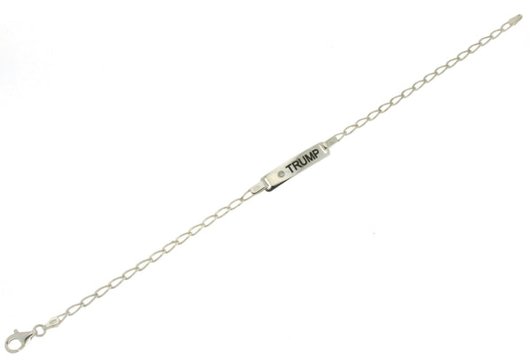Trump Sterling Silver Bracelet Laser Engraved with CZ 8" only