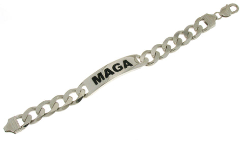 Men’s MAGA Laser Engraved Heavy Bracelet in Sterling Silver