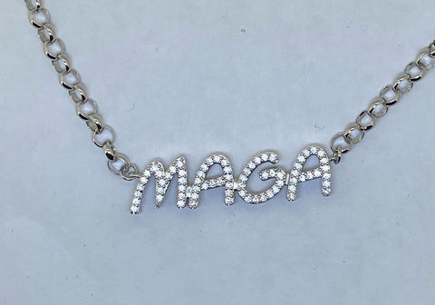 "The Deluxe MAGA" 70 Round Natural White Zircon in our Classic Necklace Sterling Silver with Adjustable Chain