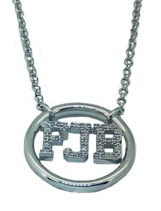Let's Go Brandon FJB FJB Beautiful Circle with your Favorite Phrase Silver & Diamond Necklace