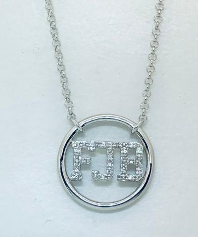 Let's Go Brandon FJB FJB Beautiful Circle with your Favorite Phrase Silver & Diamond Necklace