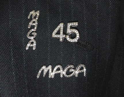 AS SEEN ON FOX & FRIENDS "MAGA PIN" in Silver with 8 Diamonds  Only $89.95