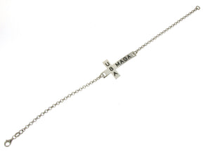 USA MAGA Cross design Womens Silver Bracelet